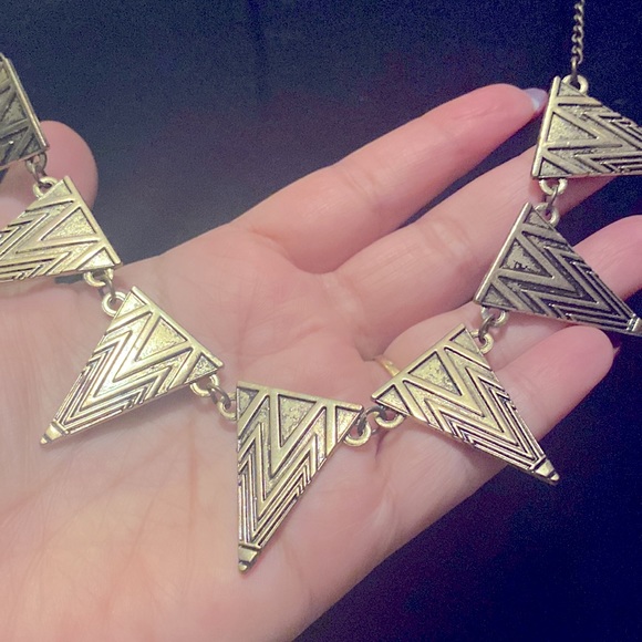 4 for $25 Vintage looks Geometric Gold Triangle Necklace - Picture 4 of 5